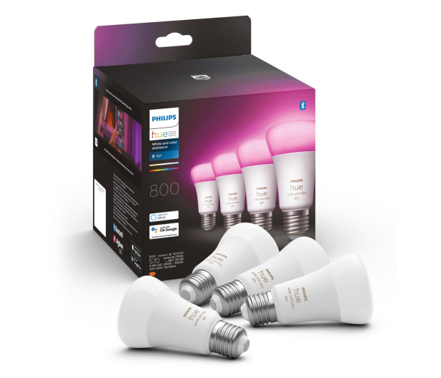 Philips Hue White and color ambiance Żarówka 4xE27 800lm 8719514328402 - 701404 - zdjęcie